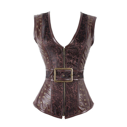 corset steampunk marron
