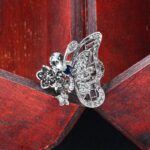 bague argentée papillon