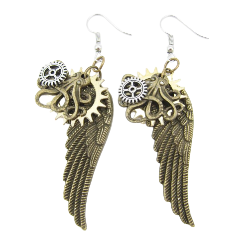 boucles d'oreilles ailes steampunk