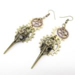 boucles d'oreilles crane corbeau