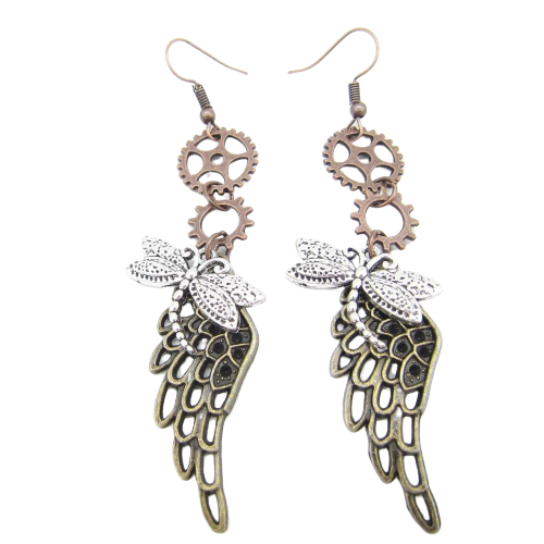boucles d'oreilles fantaisie steampunk