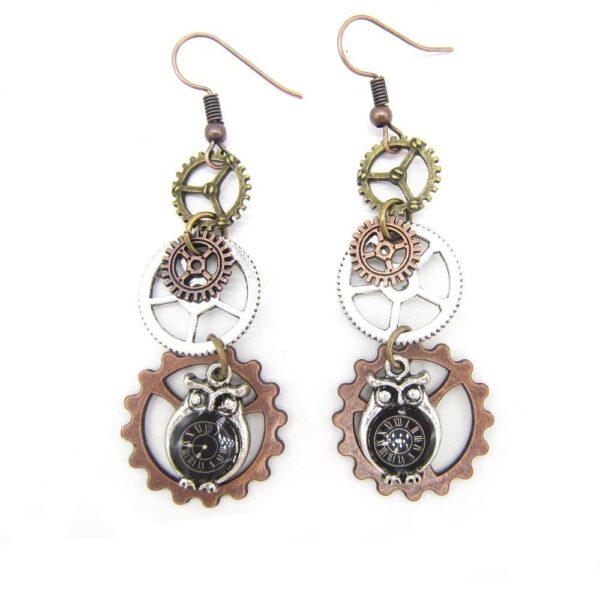 boucles d'oreilles steampunk hiboux