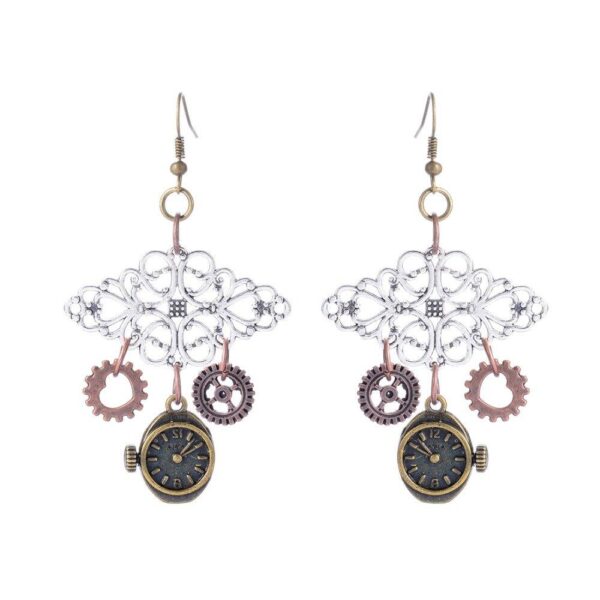 boucles d'oreilles horloge steampunk