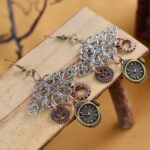 boucles d'oreilles horloge engrenage