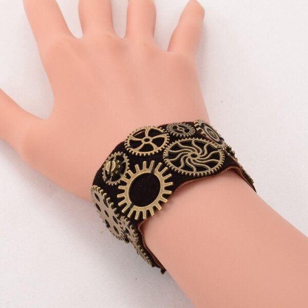 bracelet cuir engrenage