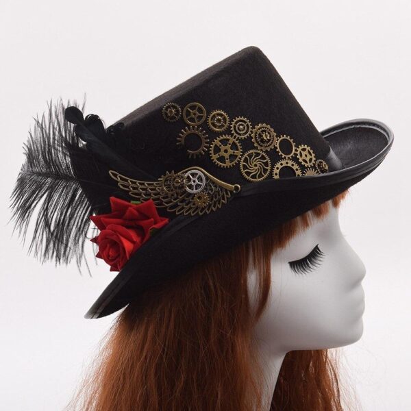 chapeau steampunk plume