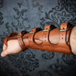 gant long cuir marron