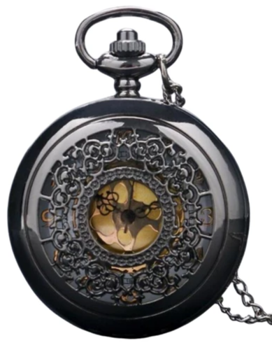 montre à gousset noire