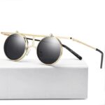 lunette soleil flip up doré