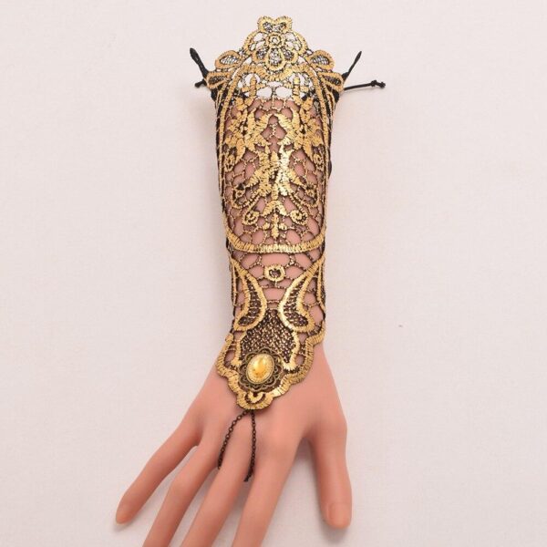 manchette steampunk dentelle doré