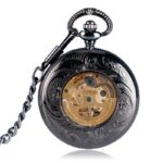 montre gousset squelette noire