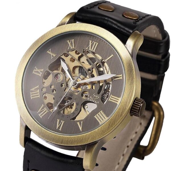 montre squelette doré