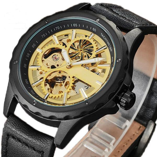 montre doré squelette