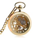 montre à gousset squelette doré