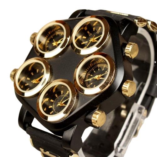 montre noire multi cadran