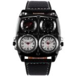 montre multi cadran noir et blanc