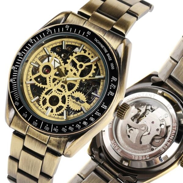 montre engrenage doré